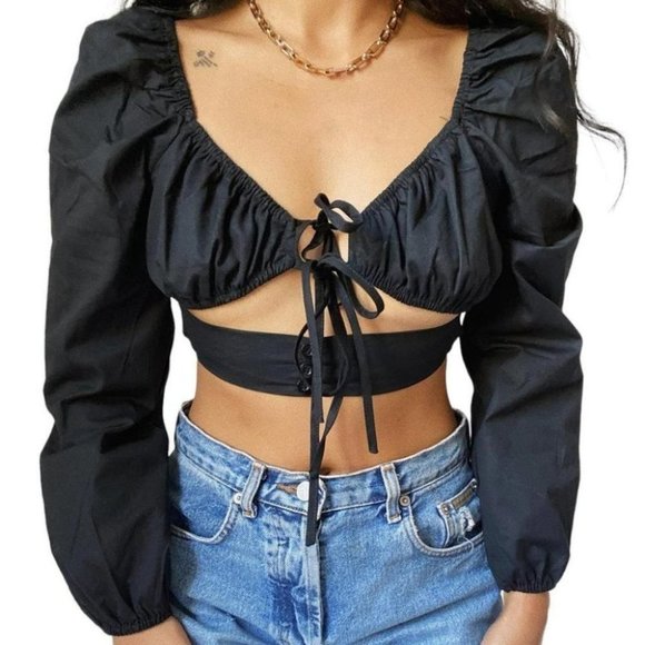 undefined Tops - At Our Spot Crop Top (BLACK)